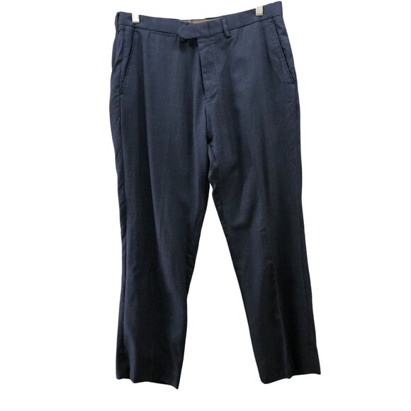 J. Crew Bowery Wool Dress Pants Mens 34x30 Navy Blue Flat Front Slim Fit - Picture 1 of 12